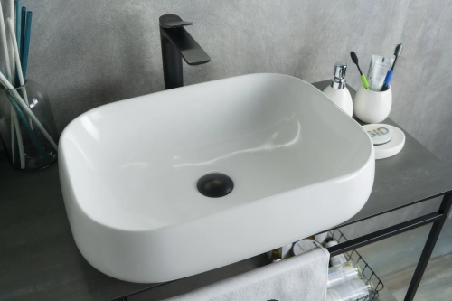 Раковина керамическая Gid Geométrico 51135 60х40 накладная цвет белый без отверстий под смеситель - фото 5