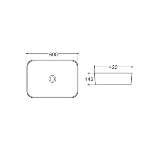 Раковина из сантехнического фарфора Vincea VBS-304 60х40 накладная цвет белый без отверстий под смеситель - фото 2