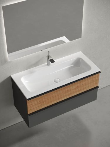 Тумба под раковину Sancos DELTA DL100GR 100х40 подвесная цвет коричневый - фото 4