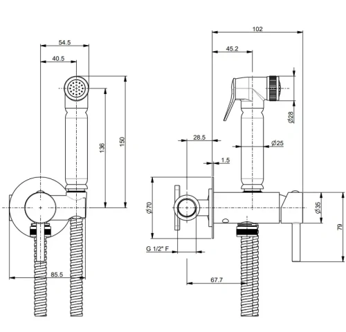 Гигиенический душ со смесителем Kerama Marazzi NOTA 27405KM.21.018 хром - фото 2