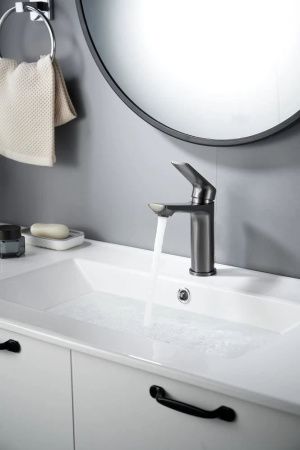 Смеситель Knotlor MUSE KN-60/GM на раковину вороненая сталь