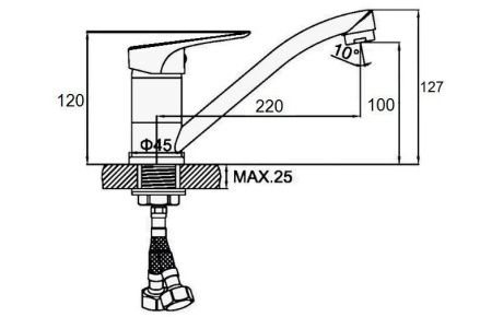 Смеситель для кухни D-Lin D154309-2 на мойку хром