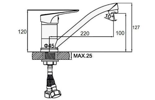 Смеситель для кухни D-Lin D154302-2 на мойку хром - фото 2