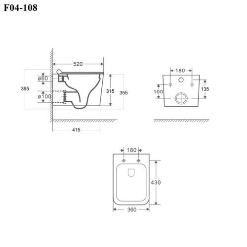 Унитаз подвесной Bond Cube F04-108 черный с сиденьем микролифт безободковый душевой смыв - фото 3