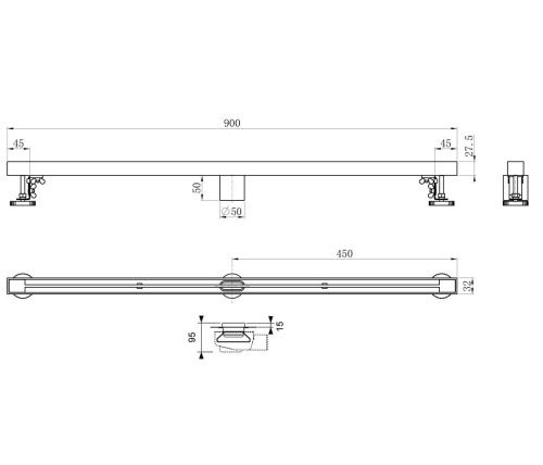 Душевой лоток Wonzon & Woghand WW-65409T-GM 90х5 серый - фото 2