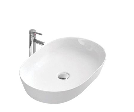 Раковина из сантехнического фарфора Sintesi SIN-LVB-APP-402 60х40 накладная цвет белый без отверстий под смеситель