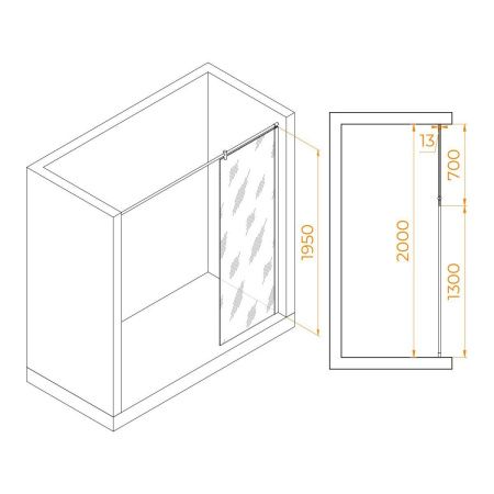 Душевая перегородка RGW Walk In 351003407-11 70х195 стекло прозрачное профиль хром