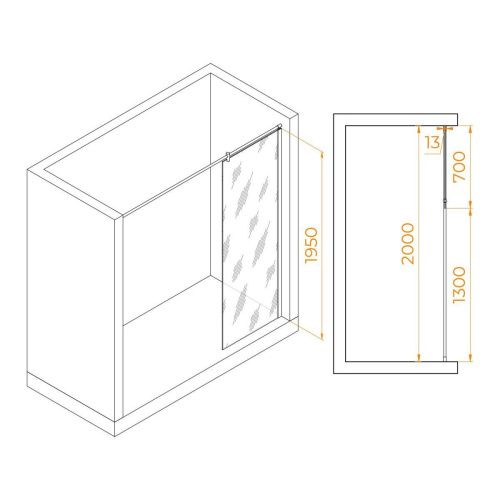 Душевая перегородка RGW Walk In 351003407-11 70х195 стекло прозрачное профиль хром - фото 2