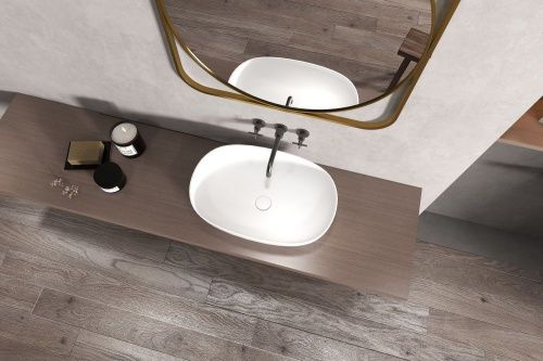 Раковина из искусственного камня Abber Stein AS2633 60х40 накладная цвет белый без отверстий под смеситель - фото 2