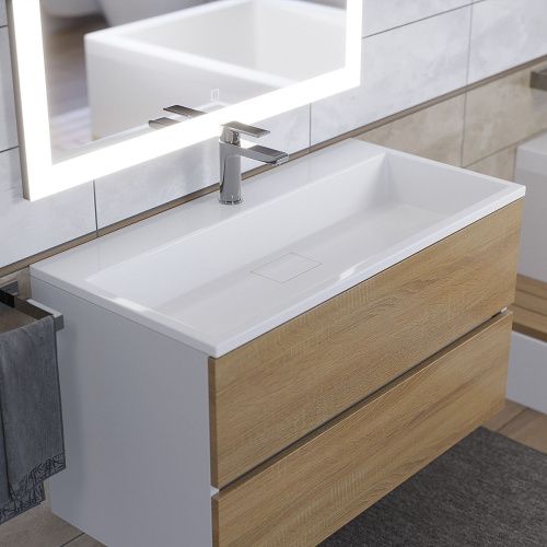 Раковина из литьевого мрамора Uperwood Barsa 2901120346 90х45 полувстраиваемая цвет белый - фото 2