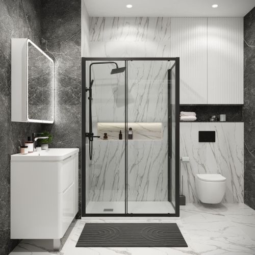 Душевая перегородка Grossman Cosmo 200.K33.02.70.21.00 70х195 стекло прозрачное профиль черный - фото 4