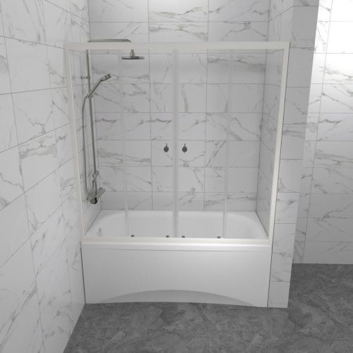 Душевая шторка на ванну Тритон Ультра Щ0000065751 170х150 стекло прозрачное профиль белый ориентация универсальная - фото 3