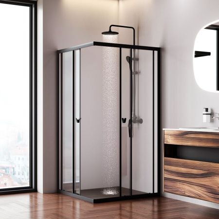 Душевой уголок Am.Pm Sunny W87G-403-100100-BT 100х100 стекло прозрачное профиль черный без поддона