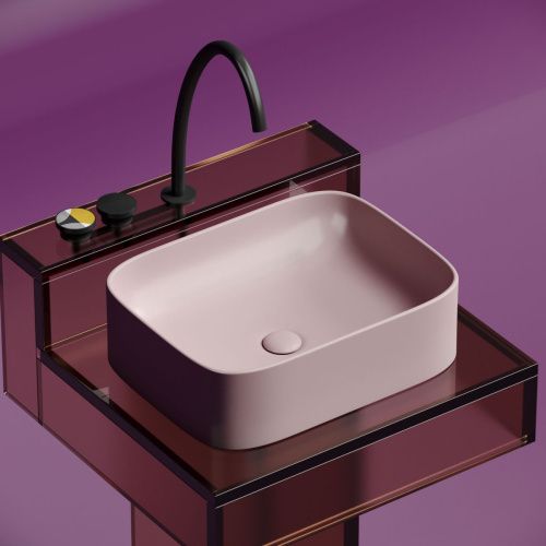 Раковина из сантехнического фарфора Ceramica Nova ELEMENT CN6052MP 50х40 накладная цвет розовый без отверстий под смеситель - фото 5