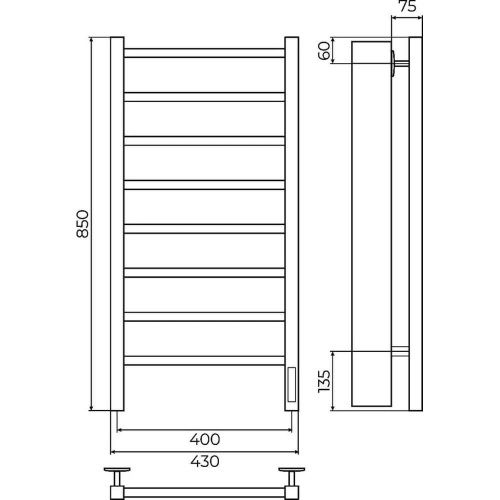 Полотенцесушитель электрический Terminus 4670078557155 45х85 хром - фото 3