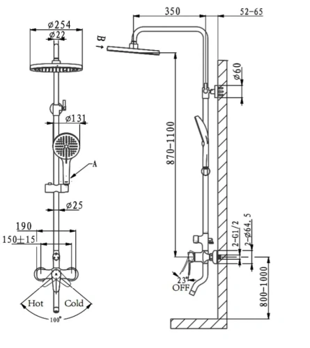 Душевая стойка Arrow AG3307CP-1 настенная цвет хром - фото 3