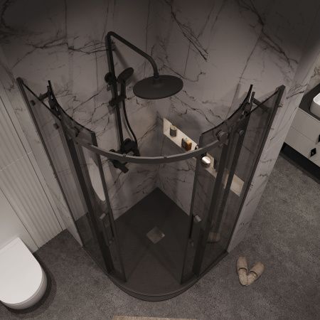 Душевой уголок Grossman Classic 301.K33.04.1010.21.10 100х100 стекло тонированное профиль черный без поддона