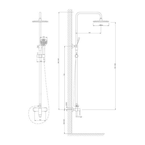 Душевая стойка Voda VST114 настенная цвет хром - фото 3