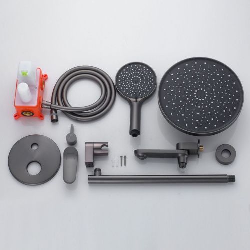 Душевая система Shevanik S4335T встраиваемая в стену цвет оружейная сталь - фото 4