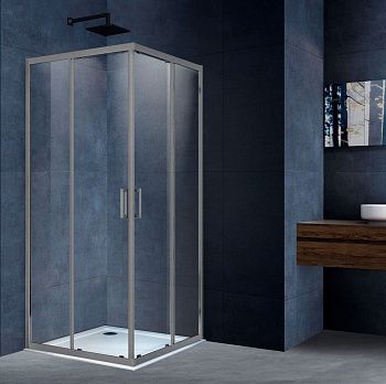 Душевой уголок Vincea Alpha VSS-3AL100CLGM 100х100 стекло прозрачное профиль вороненая сталь без поддона
