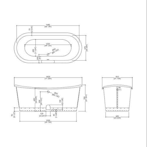Ванна чугунная Devon Devon Ambra NAAMBRA 185х80 отдельностоящая овальная с ножками - фото 2