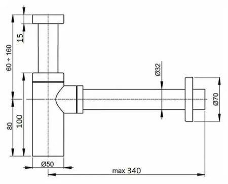 Сифон для раковины CeramaLux RD016 бронза
