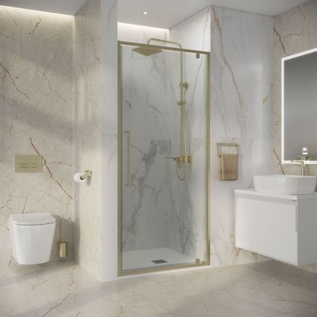 Душевая дверь Niagara Nova NG-45-9ASG 90х195 стекло прозрачное профиль золото