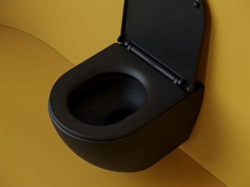 Унитаз подвесной Ceramica Nova METROPOL CN4002TMB черный с сиденьем микролифт безободковый смыв торнадо - фото 5