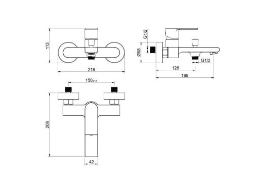 Смеситель для ванны Aquatek ЛИРА AQ1440MB настенный черный - фото 4