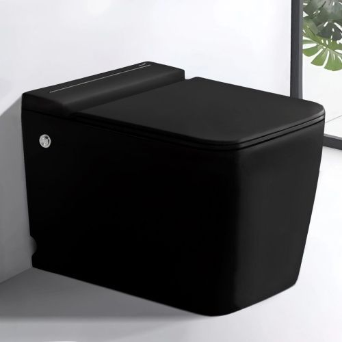 Унитаз приставной Cerutti SPA CT10197 черный с сиденьем микролифт безободковый импульсный смыв - фото 2