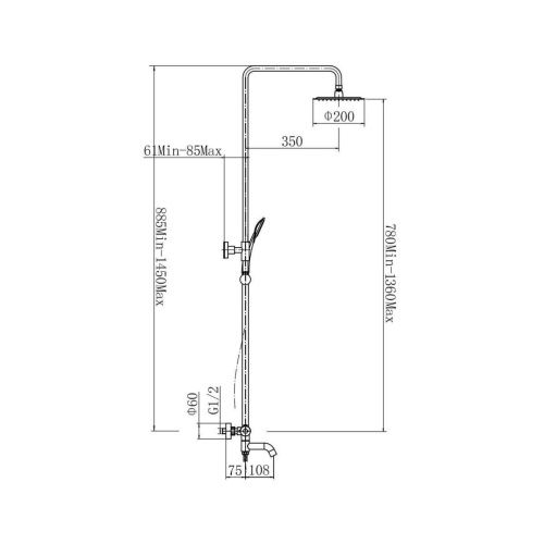 Душевая стойка Fashun A52426-7 настенная цвет черный с термостатом - фото 3