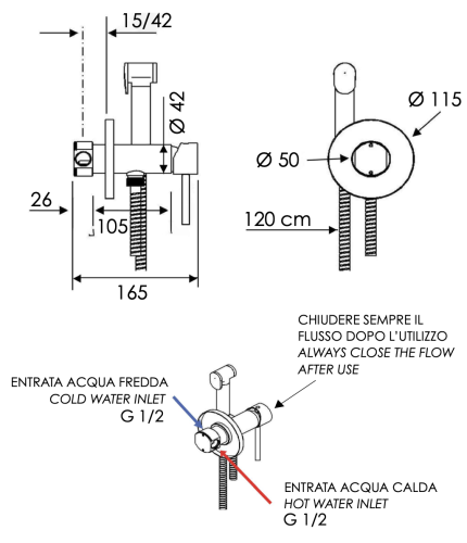 Гигиенический душ со смесителем Mariani B00185NXW хром - фото 5