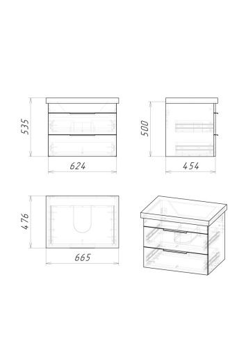 Тумба под раковину Grossman Кросс 106501 60х50 напольная цвет серый - фото 4