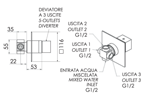 Дивертер Remer Qubika Q93DEV3 - фото 2