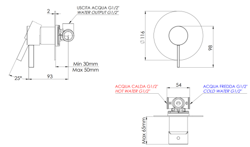 Смеситель для душа Remer Metrica MC30LXV встраиваемый в стену нержавеющая сталь - фото 2