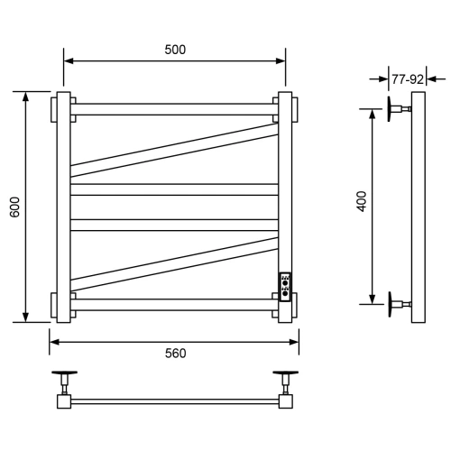 Полотенцесушитель электрический Veconi Barro-C B6050B-C 50х60 черный - фото 2