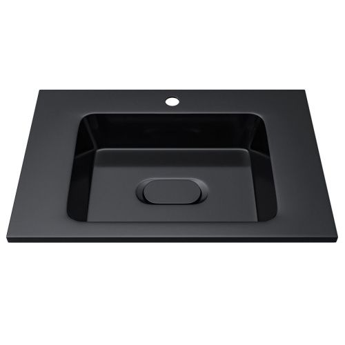 Раковина из искусственного камня Uperwood Modul 29110202339 60х50 полувстраиваемая цвет черный - фото 5