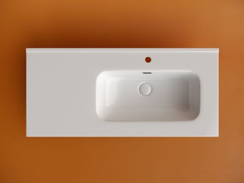 Раковина из сантехнического фарфора Ceramica Nova ELEMENT CN7003R 100х50 накладная цвет белый 1 отверстие под смеситель - фото 2