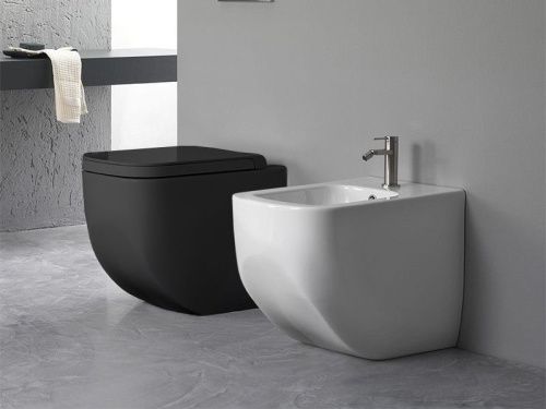 Чаша унитаза приставная Hatria NEXT A0Y3AY02 цвет черный без сиденья безободковая душевой смыв - фото 2