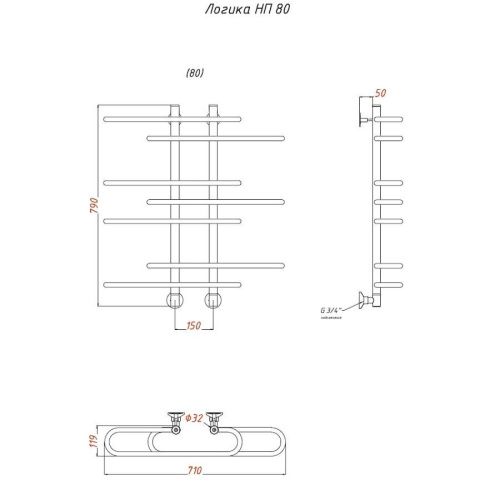 Полотенцесушитель водяной Тругор Логика Логика/нп8060 65х80 хром - фото 2