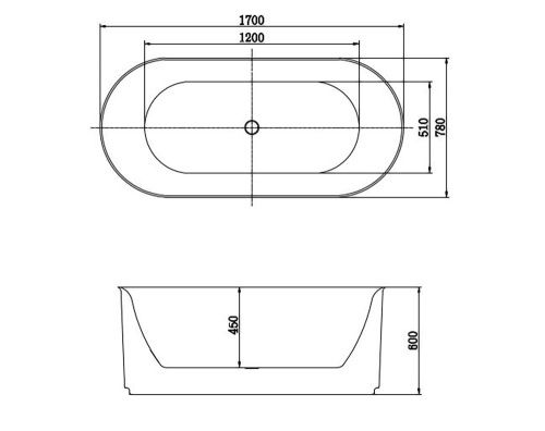 Ванна акриловая Aquatek МОДЕНА AQ-1163778 170х80 отдельностоящая овальная с ножками - фото 2