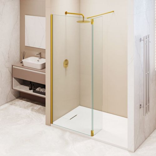 Душевая перегородка RGW Walk In 351005113-16 110х195 стекло прозрачное профиль золото - фото 5