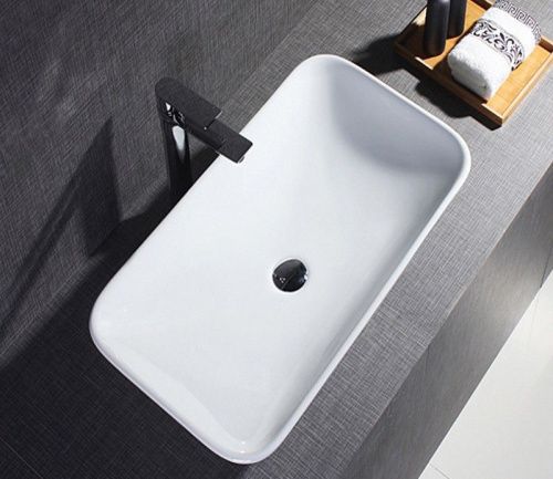 Раковина из сантехнического фаянса CeramaLux 9122 70х40 накладная цвет белый без отверстий под смеситель - фото 5