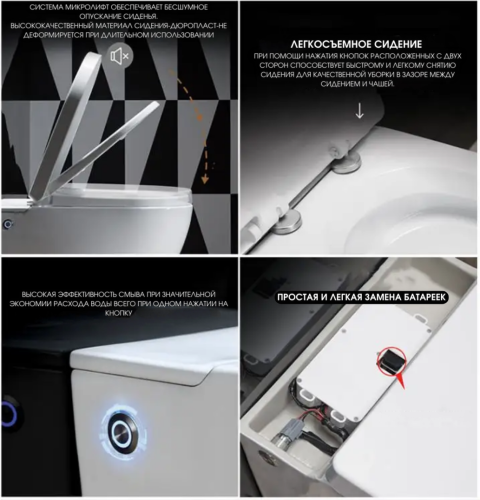 Унитаз подвесной Cerutti SPA CT10590 белый с сиденьем микролифт безободковый импульсный смыв - фото 3