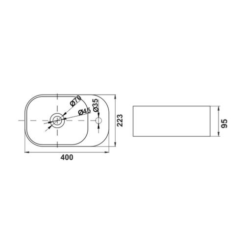 Раковина из сантехнического фарфора Melana 320325-805 40х20 накладная цвет белый 1 отверстие под смеситель - фото 2