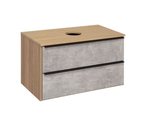 Тумба под раковину Runo Мальта 00-00001100 90х50 подвесная цвет серый/коричневый - фото 2