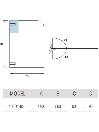 Душевая шторка на ванну WeltWasser WW100 10000001224 80х140 стекло прозрачное профиль хром ориентация универсальная