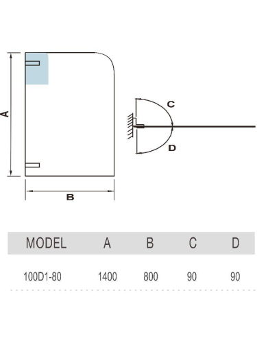 Душевая шторка на ванну WeltWasser WW100 10000001224 80х140 стекло прозрачное профиль хром ориентация универсальная - фото 2