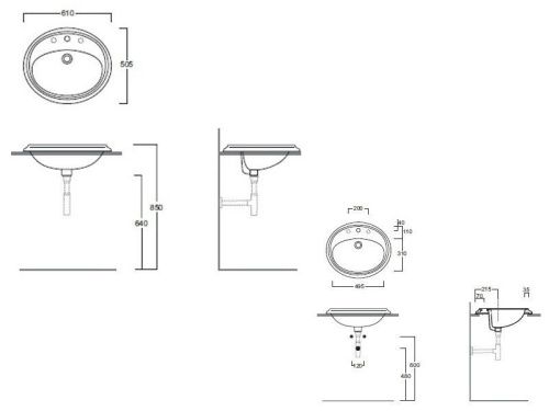 Раковина из сантехнического фаянса Simas AR 859 bia 60х50 встраиваемая цвет белый - фото 2
