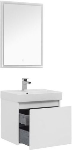Комплект мебели: тумба с раковиной + зеркало Aquanet Nova Lite 00242922 61x46x137 напольный/подвесной цвет белый - фото 2